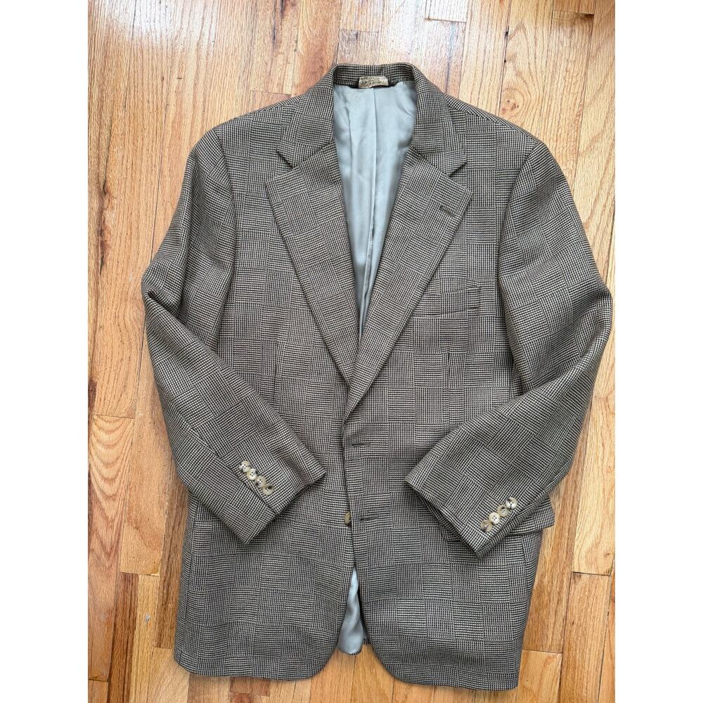 Paul Stuart Blazer Jacket Men 40R patchwork tweed tan brown